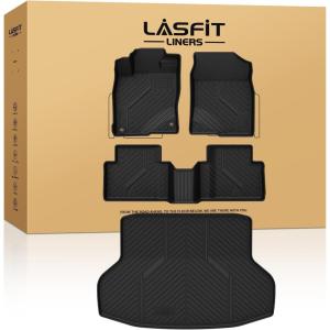 imageLASFIT Cargo Mat with Backrest Mat for Honda HRV 20232026 amp for Acura ADX 20252026 All Weather TPE Custom Fit Trunk Mat Cargo Liner with Seatback Mat Accessories Black1For Honda Civic  20162021  Full Set