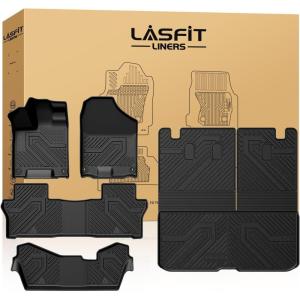 imageLASFIT Cargo Mat with Backrest Mat for Honda HRV 20232026 amp for Acura ADX 20252026 All Weather TPE Custom Fit Trunk Mat Cargo Liner with Seatback Mat Accessories Black4For Honda Pilot  20162022  Full Set