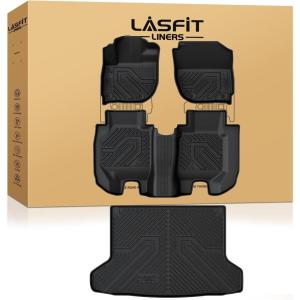 imageLASFIT Cargo Mat with Backrest Mat for Honda HRV 20232026 amp for Acura ADX 20252026 All Weather TPE Custom Fit Trunk Mat Cargo Liner with Seatback Mat Accessories Black6For Honda HRV FWD  20162022  Full Set