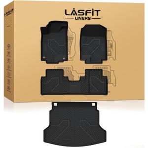 imageLASFIT Cargo Mat with Backrest Mat for Honda HRV 20232026 amp for Acura ADX 20252026 All Weather TPE Custom Fit Trunk Mat Cargo Liner with Seatback Mat Accessories Black2For Honda CRV  20122016  Full Set