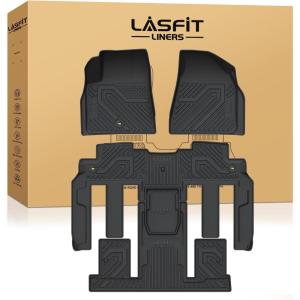 imageLASFIT Floor Mats 20192026 for Chevy SilveradoGMC Sierra 1500 20202026 2500HD 3500HD Only Double CabBench Seat Only Fit with Rear UnderSeat Storage But Not Fit 2nd Row Plastic StorageFit for TraverseEnclaveAcadia 20092017