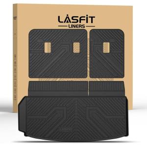 imageLASFIT Floor Mats 20192026 for Chevy SilveradoGMC Sierra 1500 20202026 2500HD 3500HD Only Double CabBench Seat Only Fit with Rear UnderSeat Storage But Not Fit 2nd Row Plastic StorageFit for TraverseAcadiaEnclave 20242026