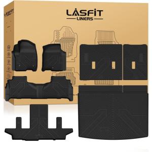 imageLASFIT Floor Mats 20192026 for Chevy SilveradoGMC Sierra 1500 20202026 2500HD 3500HD Only Double CabBench Seat Only Fit with Rear UnderSeat Storage But Not Fit 2nd Row Plastic StorageFit for Yukon XLSuburbanEscalade ESV 20212026