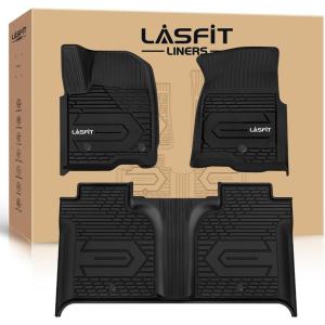 imageLASFIT Floor Mats 20192026 for Chevy SilveradoGMC Sierra 1500 20202026 2500HD 3500HD Only Double CabBench Seat Only Fit with Rear UnderSeat Storage But Not Fit 2nd Row Plastic StorageSilveradoSierra 15002500HD3500HD 20192026