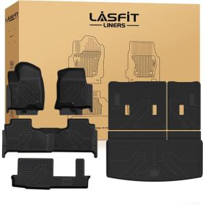 imageLASFIT Floor Mats 20192026 for Chevy SilveradoGMC Sierra 1500 20202026 2500HD 3500HD Only Double CabBench Seat Only Fit with Rear UnderSeat Storage But Not Fit 2nd Row Plastic StorageFit for YukonTahoeEscalade 8 Seats 20212026