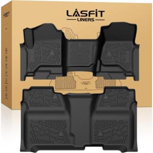 imageLASFIT Floor Mats 20192026 for Chevy SilveradoGMC Sierra 1500 20202026 2500HD 3500HD Only Double CabBench Seat Only Fit with Rear UnderSeat Storage But Not Fit 2nd Row Plastic StorageSilveradoSierra 1500 2500HD 3500HD 20142018