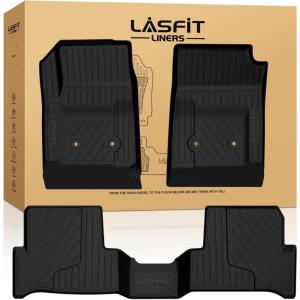 imageLASFIT Floor Mats 20192026 for Chevy SilveradoGMC Sierra 1500 20202026 2500HD 3500HD Only Double CabBench Seat Only Fit with Rear UnderSeat Storage But Not Fit 2nd Row Plastic StorageBlack