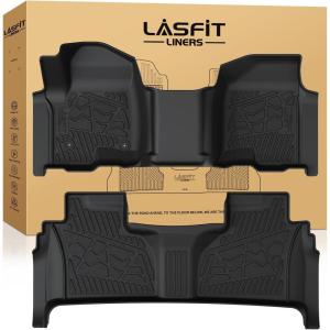 imageLASFIT Floor Mats 20192026 for Chevy SilveradoGMC Sierra 1500 20202026 2500HD 3500HD Only Double CabBench Seat Only Fit with Rear UnderSeat Storage But Not Fit 2nd Row Plastic StorageFor SilveradoSierra 20192026 Double CabBench