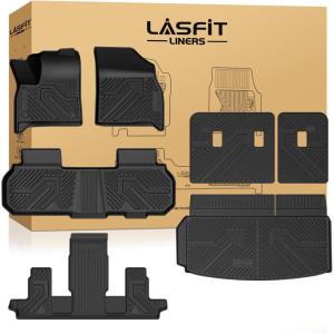 imageLASFIT Floor Mats 20192026 for Chevy SilveradoGMC Sierra 1500 20202026 2500HD 3500HD Only Double CabBench Seat Only Fit with Rear UnderSeat Storage But Not Fit 2nd Row Plastic StorageFit for TraverseAcadiaEnclave 7 Seats 20242026