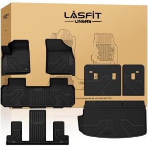 imageLASFIT Floor Mats 20192026 for Chevy SilveradoGMC Sierra 1500 20202026 2500HD 3500HD Only Double CabBench Seat Only Fit with Rear UnderSeat Storage But Not Fit 2nd Row Plastic StorageFit for Chevrolet Traverse 7 Seats 20182024