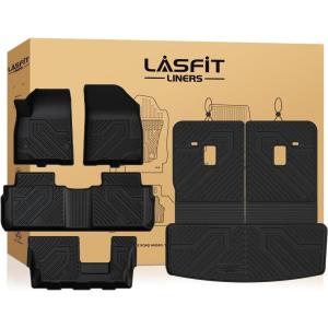 imageLASFIT Floor Mats amp Cargo Liner with Backrest Mat for GMC Acadia 20172023 Only Fit 7 Seats All Weather TPE Custom Fit Floor Mats for Cars 3 Rows Floor Liners Car Mats Full Set Black20172023  GMC Acadia  Only 7 Seats