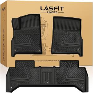 imageLASFIT Floor Mats amp Cargo Liner with Backrest Mat for GMC Acadia 20172023 Only Fit 7 Seats All Weather TPE Custom Fit Floor Mats for Cars 3 Rows Floor Liners Car Mats Full Set Black20222024  For Rivian R1T  1st  2nd Row