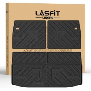 imageLASFIT Floor Mats amp Cargo Liner with Backrest Mat for GMC Acadia 20172023 Only Fit 7 Seats All Weather TPE Custom Fit Floor Mats for Cars 3 Rows Floor Liners Car Mats Full Set Black20222025  For Mitsubishi Outlander  Cargo Mats  Backrest