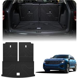 imageLASFIT Floor Mats amp Cargo Liner with Backrest Mat for GMC Acadia 20172023 Only Fit 7 Seats All Weather TPE Custom Fit Floor Mats for Cars 3 Rows Floor Liners Car Mats Full Set Black20182026  For VW Atlas  Cargo  Backrest Mats