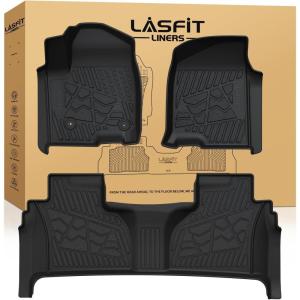 imageLASFIT Floor Mats amp Cargo Liner with Backrest Mat for GMC Acadia 20172023 Only Fit 7 Seats All Weather TPE Custom Fit Floor Mats for Cars 3 Rows Floor Liners Car Mats Full Set Black20192026  Bucket SeatDouble CabWith Rear UnderSeat Storage 