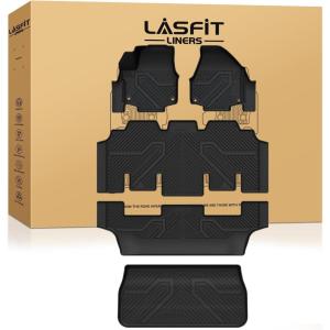 imageLASFIT Floor Mats amp Cargo Liner with Backrest Mat for GMC Acadia 20172023 Only Fit 7 Seats All Weather TPE Custom Fit Floor Mats for Cars 3 Rows Floor Liners Car Mats Full Set Black20172026  For Chrysler Pacifica  Full Set