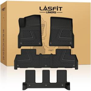 imageLASFIT Floor Mats amp Cargo Liner with Backrest Mat for GMC Acadia 20172023 Only Fit 7 Seats All Weather TPE Custom Fit Floor Mats for Cars 3 Rows Floor Liners Car Mats Full Set Black20222024  For Rivian R1S  1st  2nd  3rd Row