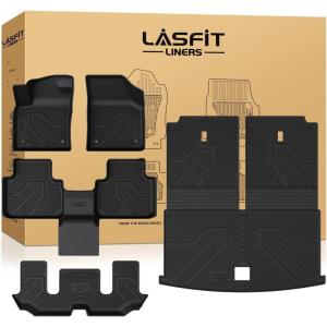 imageLASFIT Floor Mats amp Cargo Liner with Backrest Mat for GMC Acadia 20172023 Only Fit 7 Seats All Weather TPE Custom Fit Floor Mats for Cars 3 Rows Floor Liners Car Mats Full Set Black20192026  For Volkswagen Atlas  3 Row  Cargo  Backrest Mats