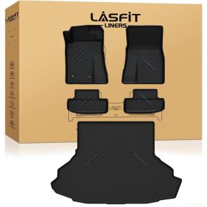 imageLASFIT Floor Mats for 2025 2026 Ford Expedition 7 Seats Standard Not Fit 8 Seats and Not Fit MaxAll Weather Protection TPE Easy Clean Floor Liners3Row4PCS Black9 Mustang 2426  Combo Set