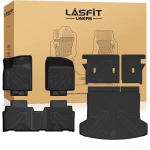 imageLASFIT Floor Mats for Toyota Grand Highlander 2026 2025 2024 Fits Without or with subwoofer Include Hybrid All Weather TPE Custom Fit Rear Trunk Mat for Grand Highlander Accessories20242025For Acura ZdxFull Sets