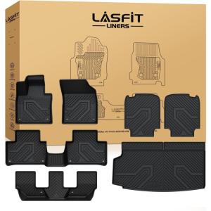 imageLASFIT Floor Mats for Toyota Grand Highlander 2026 2025 2024 Fits Without or with subwoofer Include Hybrid All Weather TPE Custom Fit Rear Trunk Mat for Grand Highlander Accessories20162026For Volvo XC90FloorTrunk Mats