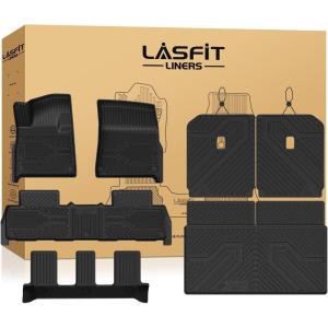 imageLASFIT Floor Mats for Toyota Grand Highlander 2026 2025 2024 Fits Without or with subwoofer Include Hybrid All Weather TPE Custom Fit Rear Trunk Mat for Grand Highlander Accessories2025For Rivian R1SFloorBackrestCargo Mats