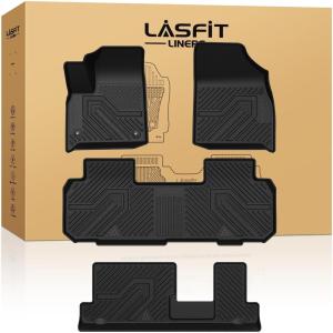 imageLASFIT Floor Mats for Toyota Grand Highlander 2026 2025 2024 Fits Without or with subwoofer Include Hybrid All Weather TPE Custom Fit Rear Trunk Mat for Grand Highlander Accessories20182024 For Chevy Traverse 8 Seats