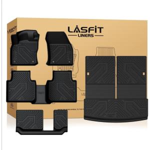 imageLASFIT Floor Mats for Volkswagen VW Tiguan 20182024Fit 7 Seats AllWeather Protection TPE Car Mats 3 Rows Floor Liners amp Trunk Mats amp Seatback Mats Full Set for VW Tiguan Accessories Black