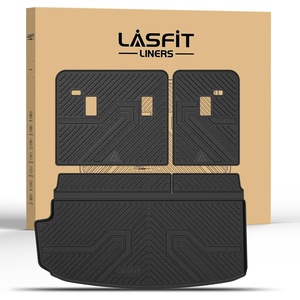 image:imageLASFIT Floor Mats amp Cargo Liner with Backrest Mat for Chevy Traverse 20242026 Only 8 Seats amp GMC Acadia 20242026 Only 8 Seats All Weather TPE Custom Fit Car Floor Liners Full Seat BlackCargo Liner for Chevy Traverse 20182023