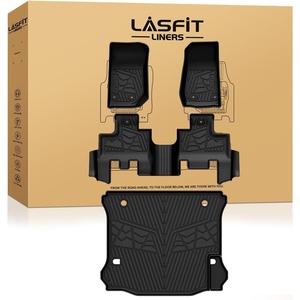 image:imageLASFIT Floor Mats for Jeep Wrangler Unlimited 4XE 20212025 4 Door Without Subwoofer Plugin Hybrid EVGas PHEV All Weather Car Mats Floor Liners Cargo Liner Seatback Cargo Mat BlackWrangler JK 1418