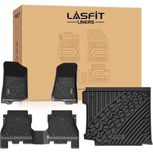 image:imageLASFIT Floor Mats for Jeep Wrangler Unlimited 4XE 20212025 4 Door Without Subwoofer Plugin Hybrid EVGas PHEV All Weather Car Mats Floor Liners Cargo Liner Seatback Cargo Mat BlackWrangler JL 1826 with Subwoofer