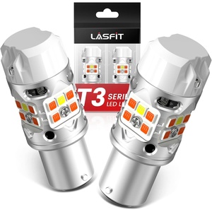 image:imageLASFIT 7440 7443 Brake Light LED bulb Built in Resistor for Red Tail Light Upgraded Bright 7444na 7441 7444 7440NA W21W WY21W LED Canbus Ready Stop Lights Pack of 2AmberWhite