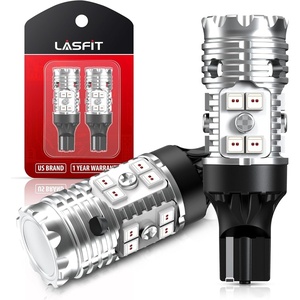 image:imageLASFIT 7440 7443 Brake Light LED bulb Built in Resistor for Red Tail Light Upgraded Bright 7444na 7441 7444 7440NA W21W WY21W LED Canbus Ready Stop Lights Pack of 2Red