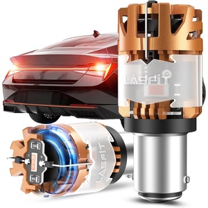image:imageLASFIT CANBUS 3157 LED Bulb Red3057 4157 LED With Builtin Resistor for Brake Light Bulbs with Fan3156 Anti Hyper Flash Error Free for 20072013 Silverado 1500Tail Lights Stop Lights Pack of 2Red
