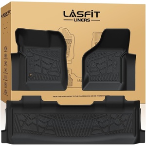 image:imageLASFIT Floor Mats for Ford F250 F350 F450 20172026 Regular Cab Front Bench Seat Not Fit Row Bucket Seating Vinly Floor Super Duty All Weather Protector TPE Car Floor Liner only 1st 1pcs Black2 SuperDuty 199907  2Rows wo Manual Shifter